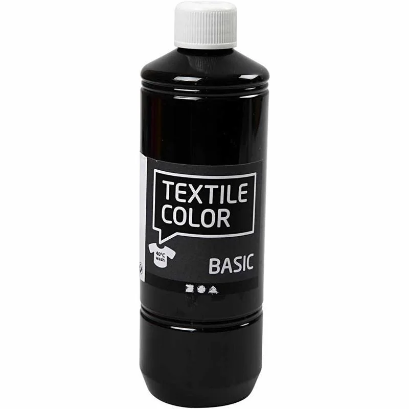 Textile Color Paint, black, 500ml - CC Hobby