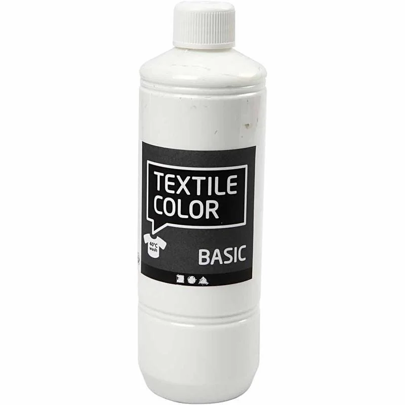 Textile Color Paint, white, 500ml - CC Hobby