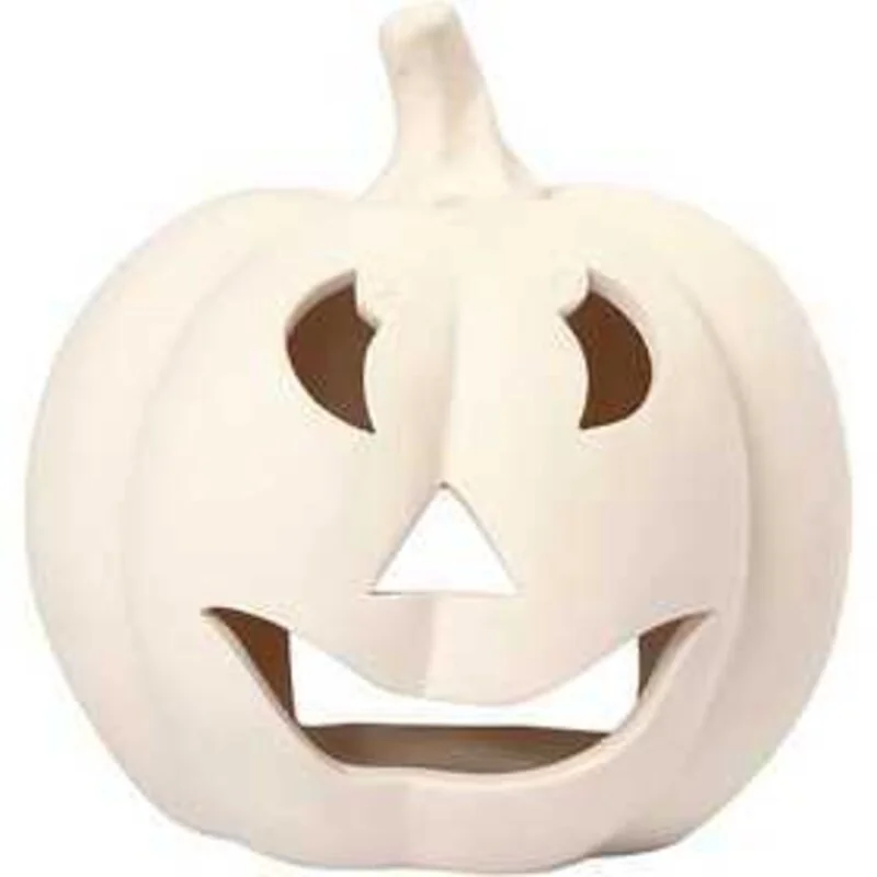 Tea Light Candle Holder, Pumpkin, H: 15 cm, D: 15 cm, white, 2pcs - CC Hobby