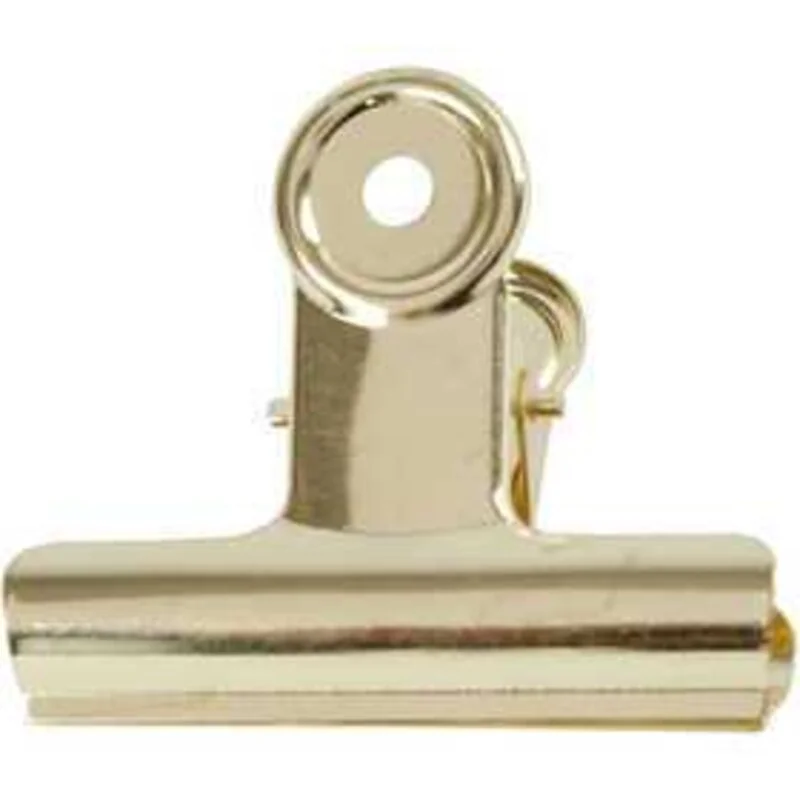Metal Bulldog Clip, W: 7.5 cm, brass, 6pcs - CC Hobby