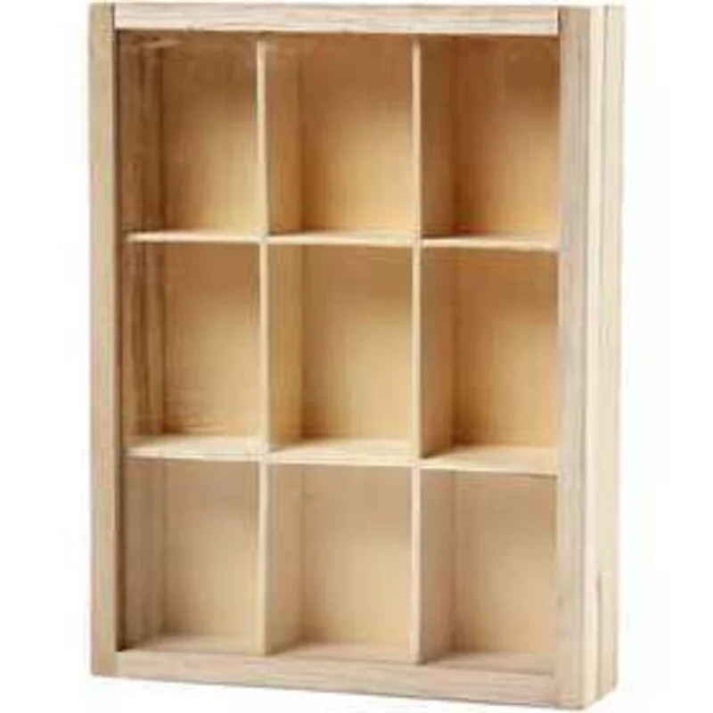 Display box with Glass Sliding Lid, size 17x13 cm, depth 3.5 cm, paulownia, 1pc - CC Hobby