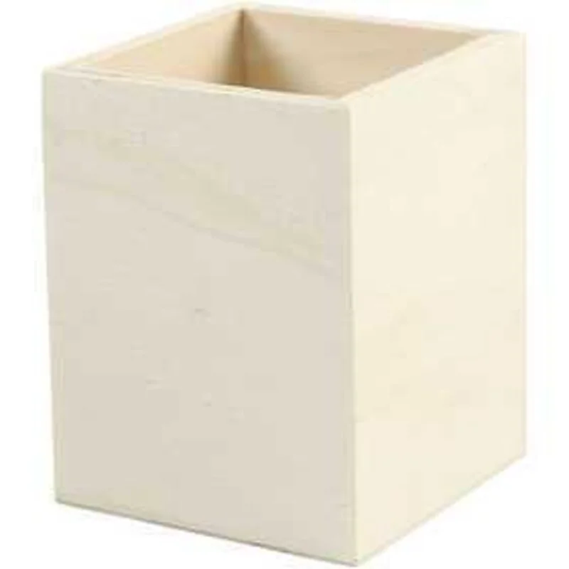 Pencil Holder, H: 9.5 cm, size 7.5x7.5 cm, plywood, 1pc - CC Hobby