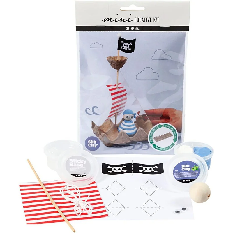 Mini creative kit, Pirate ship made with egg carton, 1 set - CC Hobby