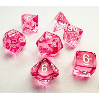 Chessex 20384 Translucent Mini-hedral Pink/white 7-Dice Set