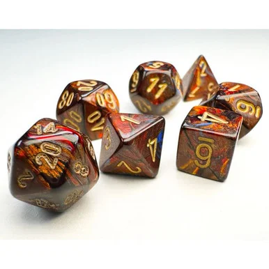 Chessex 20419 Scarab Mini-hedral Blue Blood/gold 7-Dice Set
