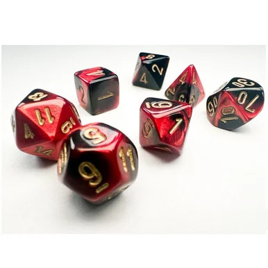 Chessex 20633 Gemini Mini-hedral Black-Red/gold 7-Dice Set