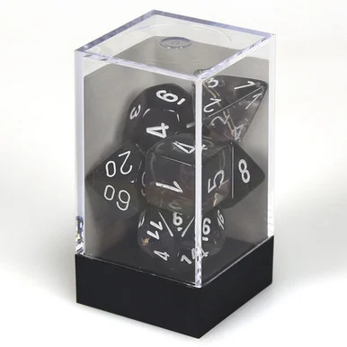 Chessex 23078 Translucent Smoke/White Polyhedral 7-Dice Set