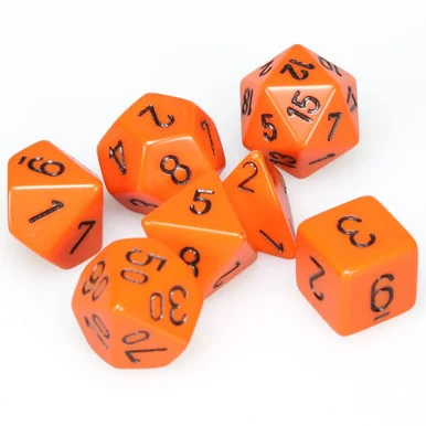 Chessex 25403 Opaque Orange/black Polyhedral 7-Dice Set