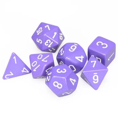Chessex 25407 Opaque Purple/white Polyhedral 7-Dice Set