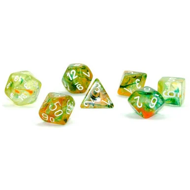 Chessex 27555 Nebula Spring/white Luminary Polyhedral 7-Dice Set