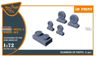 CLPCPA72133A 1:72 Clear Prop Models Fairey Delta 2 Wheels Set (DRW kit)