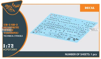 CLPCPD72001D 1:72 Clear Prop Models UH-2A UH-2B Seasprite Stencils Set (CLP kit)
