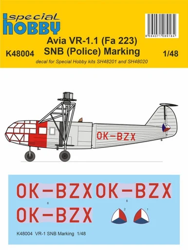 1/72 Special Hobby VR-1 SNB (Police) Marking Decals