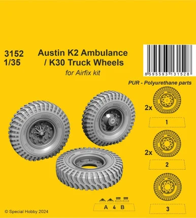 1/35 CMK Austin K2 Ambulance / K30 Truck Wheelsfor Airfix kits
