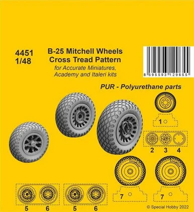 1/48 CMK B-25 Mitchell Wheels/ Cross Tread Pattern