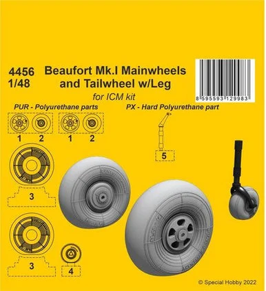 1/48 CMK Beaufort Mk.I Mainwheels and Tailwheel w/Leg