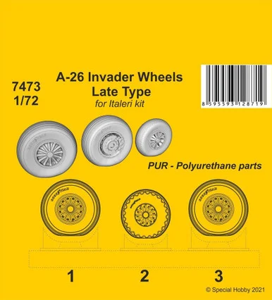 1/72 CMK A-26 Invader Wheels Late Type / for Italeri kit Resin