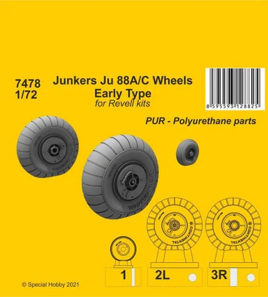 1/72 CMK Junkers Ju 88A/C Wheels Early Type (Revell kits) Resin