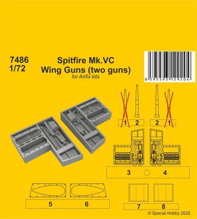 1/72 CMK Spitfire Mk.VC Wing Guns (two guns) / for Airfix kit Resin