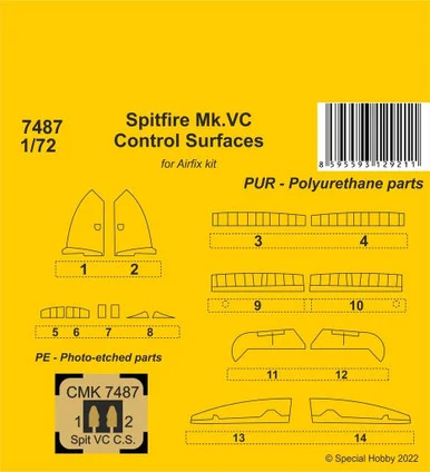 1/72 CMK Spitfire Mk.VC Control Surfaces / for Airfix kit Resin
