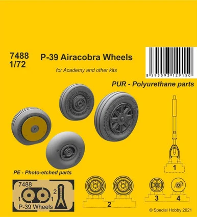 1/72 CMK P-39 Airacobra Wheels and Front Leg Resin