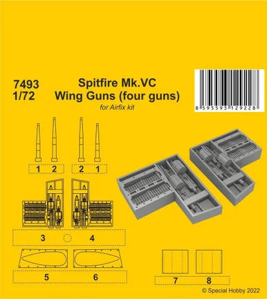 1/72 CMK Spitfire Mk.VC Wing Guns (four guns) / for Airfix kit Resin