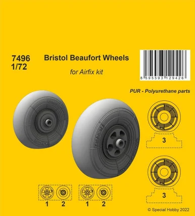 1/72 CMK Bristol Beaufort Wheels / for Airfix kit Resin