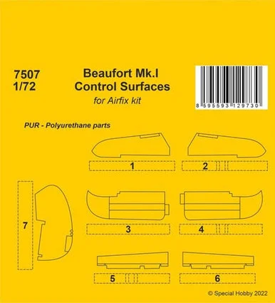 1/72 CMK Beaufort Mk.I Control Surfaces / for Airfix kit