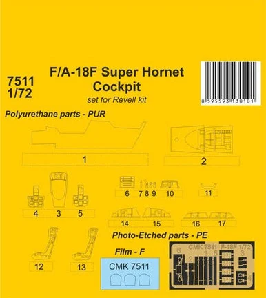 1/72 CMK F/A-18F Super Hornet Cockpit / for Revell kit