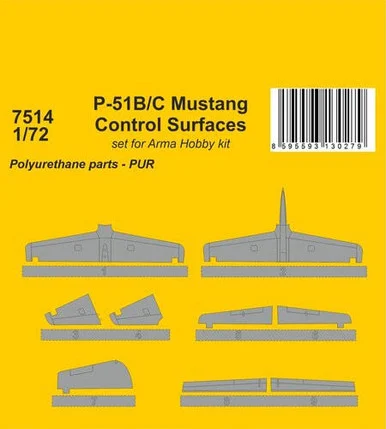 1/72 CMK P-51B/C Mustang Control Surfaces / for Arma Hobby kit