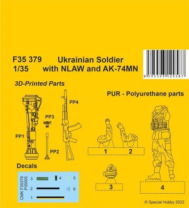 1/35 CMK Ukrainian Soldier with NLAW and AK-74MN 1/35 Resin Figure Model Kit