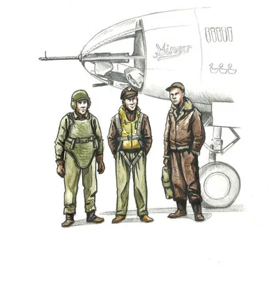 1/72 CMK WWII US bomber pilot and two gunners Resin Figure Model Kit