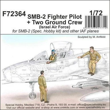 1/72 CMK SMB-2 Fighter Pilot + Two Ground Crew (Israel Air Force) Resin Figure Model Kit
