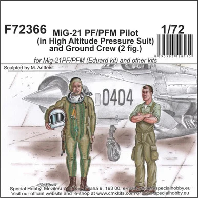 1/72 CMK MiG-21 PF/PFM Pilot (in High Altitude Pressure Suit) and Ground Crew (2 fig.) Resin Figure Model Kit