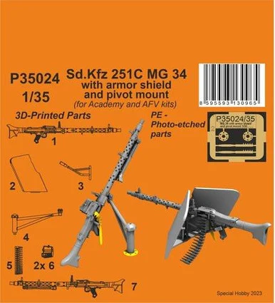 1/35 CMK Sd.Kfz 251C MG 34 with armor shiels and pivot mount - Special Hobby