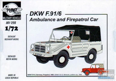 CMKMV098 1:72 CMK/Planet Models DKW F.91/6 Ambulance and Firepatrol Car