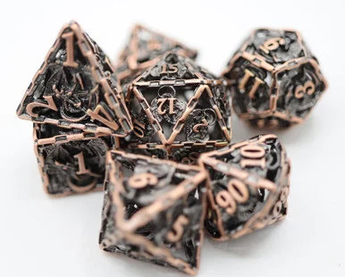 Foam Brain Games 4234 Chained Dragon: Copper - Hollow Metal RPG Dice Set