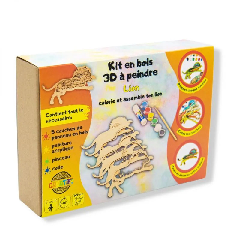 3D wooden kit to paint Lion - Creatif Puzzle