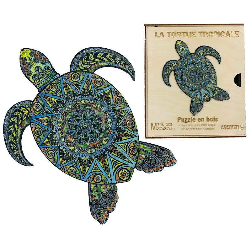 Tropical turtle wooden puzzle - Creatif Puzzle