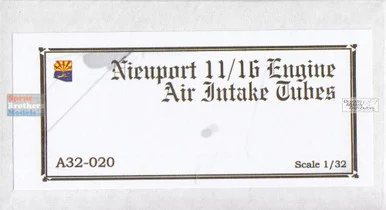CSMA32-020 1:32 Copper State Models Nieuport 11/16 Engine Air Intake Tubes