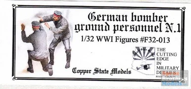 CSMF32-013 1:32 Copper State Models WWI Figure Set - German Bomber Ground Personnel No.1