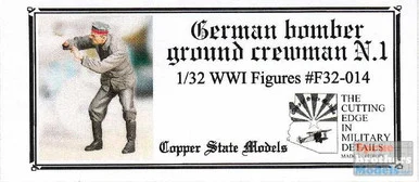 CSMF32-014 1:32 Copper State Models WWI Figure Set - German Bomber Ground Crewman No.1
