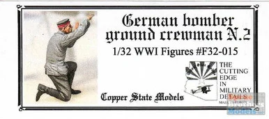 CSMF32-015 1:32 Copper State Models WWI Figure Set - German Bomber Ground Crewman No.2