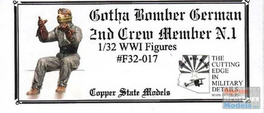 CSMF32-017 1:32 Copper State Models WWI Figure Set - Gotha Bomber German 2nd Crew Member No.1