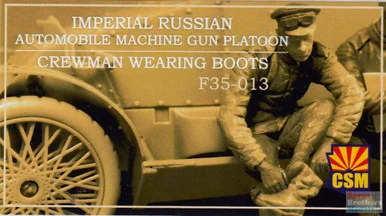 CSMF35013 1:35 Copper State Models Figure: Imperial Russian Automobile MG Platoon - Crewman Putting On Boots