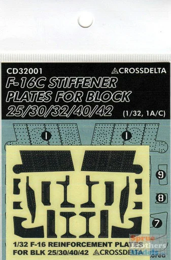 CXDCD32001 1:32 CrossDelta F-16C Falcon Stiffener Plates for Block 25/30/32/40/42