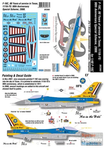 CXDDEC003 1:48 CrossDelta Decals - F-16C Falcon 111FS TX ANG 90th Anniversary #DEC003
