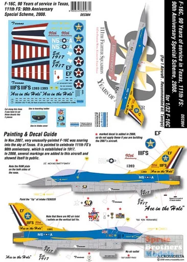CXDDEC004 1:32 CrossDelta Decals - F-16C Falcon 111FS TX ANG 90th Anniversary #DEC004