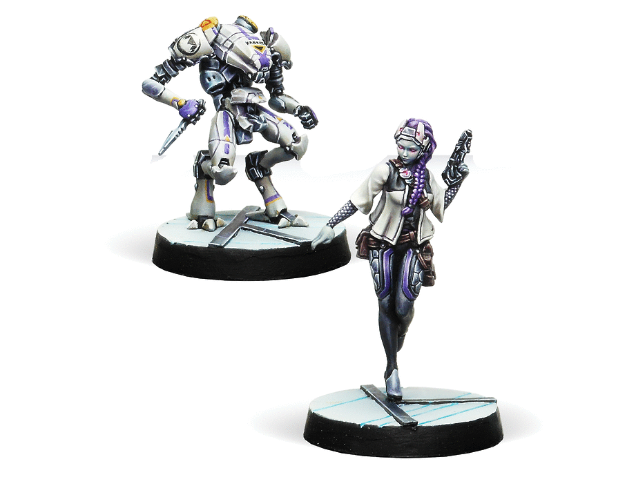 Infinity ALEPH Danavas Hacker and Karkata Remote Ancillary Unit Miniature Game Figures - Corvus Belli