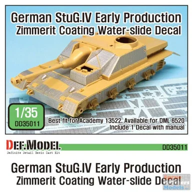DEFDD35011 1:35 DEF Decal - STuG.IV Early Production Zimmerit Coating Water Slide Decal Sheet (ACA/DRA kit)